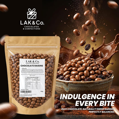 Juicy raisins in thick chocolate flavour coating
