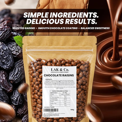 Chocolate raisins sharing pouch close up