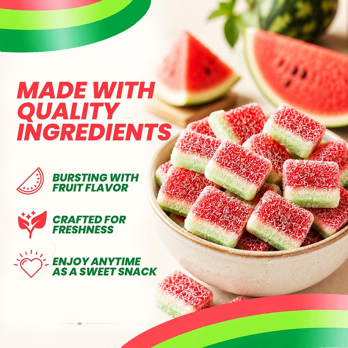 Resealable pouch of fizzy watermelon sweets