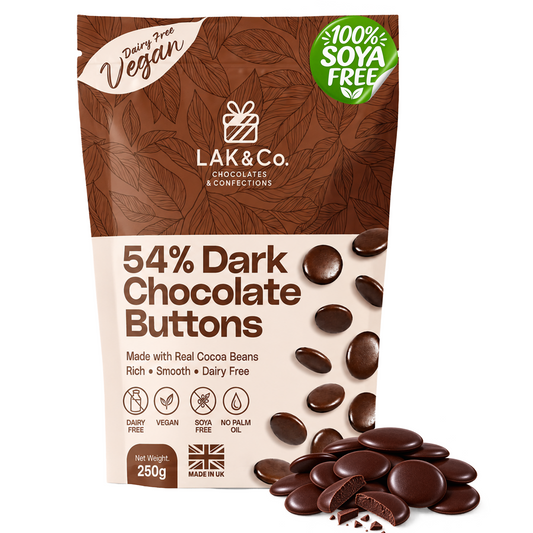 Dark Chocolate Chips Buttons Drops  | 54% Cocoa Vegan Baking Chocolate | Dairy Free, No Palm Oil, Real Cocoa Butter | Perfect Melt | Cookies, Brownies, Muffins, Pancakes, Snacking